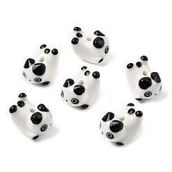 Черный Фарфоровые бусины ручной работы, форма кошки, напечатанный, чёрные, 21x16x14 мм, отверстие : 3 мм