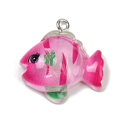 Fish Подвески из смолы в виде морских организмов, с платиновыми тоновыми железными петлями, рыба, 24.5x24x8.5 мм, отверстие : 2 мм