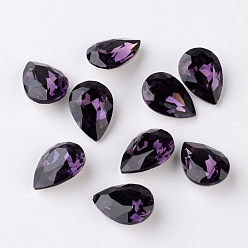 Фиолетовый Бархат Граненая капля k 9 кабошоны со стеклянными стразами, задние и задние, класс А, пурпурного бархата, 10x7x4 мм