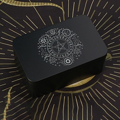 Черный Железные коробки для сбора карт Таро с принтом крестов и звезд, футляры для хранения карт Таро, прямоугольные, чёрные, 13x8.3x6 см
