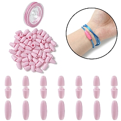 Бледно-Розовый Пластиковые застежки отколовшиеся, с нейлоновой нитью, розовый жемчуг, 24x9 мм, отверстие : 2.5 мм