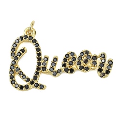 Настоящее золото 18K Латунные микро проложить кубического циркония подвески, чары королевы слов, долговечный, стойки покрытие, без свинца и без кадмия, реальный 18 k позолоченный, 22.5x34x2.5 мм, отверстие : 3.5 мм