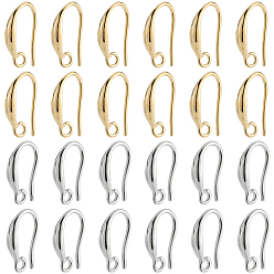 Platinum & Golden 24 Pairs 2 Colors Brass Earring Hooks, with Horizontal Loop, Platinum & Golden, 15x8.5x2.5mm, Hole: 1.8mm, 20 Gauge, Pin: 0.8mm, 12 pairs/color