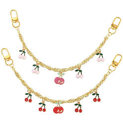 Золотой 2 шт. 2 стили сплав эмаль вишня подвеска латунь сумка декоративные цепочки, с застежками из сплава, аксессуары для замены сумок, разноцветные, золотые, 275~280 мм, 1 шт / стиль