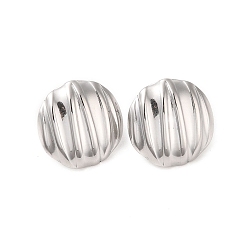 Stainless Steel Color Flat Round 304 Stainless Steel Stud Earrings for Women, Stainless Steel Color, 19mm