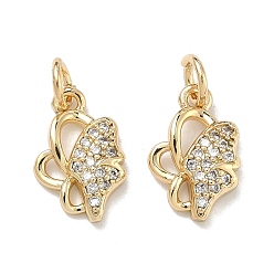 Бабочка Латунные микро проложить кубического циркония подвески, стойки покрытие, долговечный, без кадмия и без свинца, золотые, бабочки прелести, 14x9x3 мм, отверстие : 3 мм