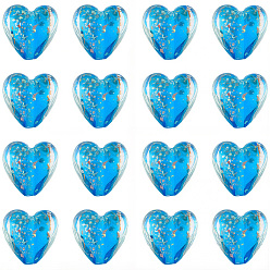 Озёрно--синий 30 шт. светящиеся бусины ручной работы из золотого песка, светится в темноте, сердце, Плут синий, 20.5x20x12 мм, отверстие : 1.8 мм
