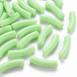Spring Green Opaque Acrylic Beads, Curved Tube, Spring Green, 32x9.5x8mm, Hole: 1.8mm, about 330pcs/500g