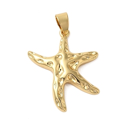 Настоящее золото 18K Стойки обшивки латунные подвески, без кадмия и без свинца, долговечный, морская звезда, реальный 18 k позолоченный, 29.5x23.5x4 мм, 6 xhole: 4 мм