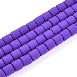 Сине-фиолетовый Ручной полимерные нити глины шарик, колонка, синий фиолетовый, 6.5x6 мм, отверстие : 1.2 мм, около 61 шт / нитка, 15.75 дюйм (40 см)