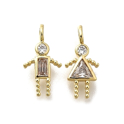 Белый Латунные микро проложить кубического циркония подвески, 12 амулеты с камнями, соответствующими знаку зодиака, человек, с целью перехода в кольце, без свинца и без кадмия, реальный 18 k позолоченный, белые, 14.5~15x7~7.7x2~2.5 мм, отверстие : 2x2.5 мм