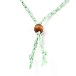 Aquamarine Necklace Makings, with Wax Cord and Wood Beads, Aquamarine, 28-3/8 inch(72~80cm)