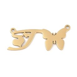 Letter T 304 подвески из нержавеющей стали, подвески в виде букв и бабочек, Письмо T, 10.5x26.5x0.9 мм, отверстие : 1.2 мм