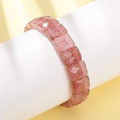 Клубничный Кварц Браслеты из синтетического клубничного кварца, эластичные, унисекс., прямоугольник граненый, бусины : 12x10x6 мм, внутренний диаметр: 2.24 дюйм (5.7 см)