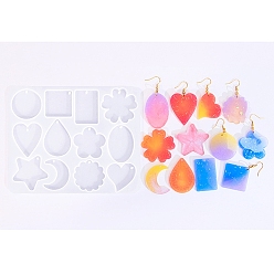 Белый Силиконовые формы, формы для литья подвесок, для уф-смолы, изготовление изделий из эпоксидной смолы, белые, 127x153x4.5 мм, отверстие : 2 мм