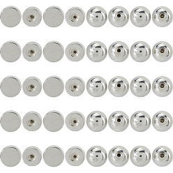 Нержавеющая Сталь Цвет 40 шт. 4 стили 303 гайки для сережек из нержавеющей стали, круглый и плоский круглый, цвет нержавеющей стали, 5 мм, отверстие : 0.7~1 мм, 10 шт / стиль