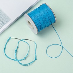 Deep Sky Blue Waxed Polyester Cord, Bead Cord, Deep Sky Blue, 0.5mm, about 169.51~174.98 Yards(155~160m)/Roll