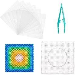 (52) Непрозрачная лаванда Наборы бусин для плавких предохранителей, с пластиковыми заглушками abc, используемыми для плавких предохранителей 5x5 mm, термостойкая гладильная бумага и пластмассовые пинцеты для плавких вставок, разноцветные, 18 шт / комплект