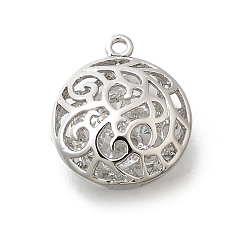 Платина Латунь с кубическим цирконием подвеской, без кадмия, без никеля и без свинца, полый, круглые подвески, платина, 20x17x8 мм, отверстие : 1.5 мм