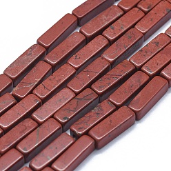 Красный Камень Натуральные красные яшмы бусы пряди, кубоид, 12.5~13.5x3~5x3~4.5 мм, отверстие : 1 мм, около 30~32 шт / нитка, 15.1~15.9 дюйм (38.5~40.5 см)