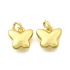 Настоящее золото 18K Латунные подвески, бабочки прелести, стойки покрытие, прочное покрытие, без кадмия и без свинца, с целью перехода в кольце, реальный 18 k позолоченный, 7.5x8x2.5 мм, отверстие : 2 мм