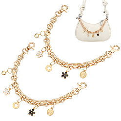 Золотой 2шт. железные цепи для сумок-удлинителей, с подвесками из эмали и застежками из сплава, аксессуары для замены сумок, золотые, 260 мм, 2 шт / комплект