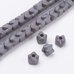 Non-magnetic Hematite Non-magnetic Synthetic Hematite Beads Strands, Frosted, 5x4mm, Hole: 1.5mm, about 102pcs/strand, 15.9 inch(40.5cm)