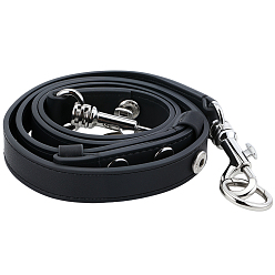 Platinum Adjustable Black Imitation Leather Bag Straps, Webbing Bag Straps, with Alloy Clasps, Purse Making Accessories, Platinum, 683~1150mm