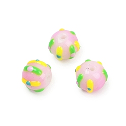 Бледно-Розовый Бусины из стеклянной эмали, окрашенные методом запекания, бусины ручной работы, круглые, розовый жемчуг, 9.5x11 мм, отверстие : 1.2 мм
