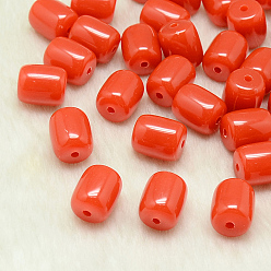 Orange Red Resin Beads, Barrel, Orange Red, 14x12mm, Hole: 2mm