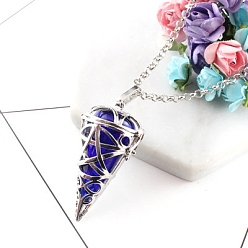 Cone Ожерелья с подвесками в виде конуса/капли/бутылки/бриллиантовой клетки лэмпворк, с латунной найти, конус, 20.08~31.50 дюйм (51~80 см)