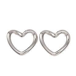 Нержавеющая Сталь Цвет 304 нержавеющей стали связывающий кольца, сердце, без потускнения, цвет нержавеющей стали, 17.5x20x4.5 мм, Внутренние размеры: 15x9.5 mm