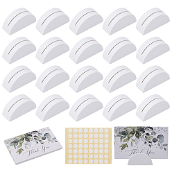 Белый 20шт. держатель для визитных карточек из сосновой древесины, В комплекте: 20 двусторонние фитиль из смолы для свечи и 30 листы бумажных открыток с благодарностью., белые, 19.5x40.5x15 мм