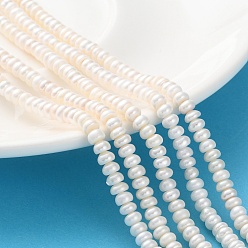 Персиковый Слойка Нити из натурального культивированного пресноводного жемчуга, класс 6а++, рондель, розовые, 4.5~5 мм, отверстие : 0.6 мм, около 130 шт / нитка, 14.80~14.88 дюйм (37.6~37.8 см)