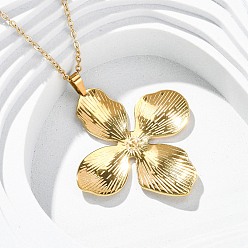 Настоящее золото 18K 304 из нержавеющей стали кулон ожерелья из цветов, ионное покрытие (ip), реальный 18 k позолоченный, 18.07 дюйм (45.9 см)