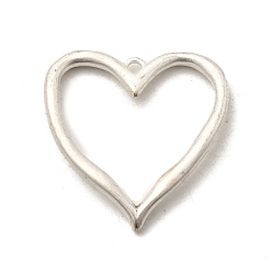 Серебро Подвески из латуни с матовым покрытием, сердце прелести, долговечный, без кадмия и без свинца, серебряные, 40x39.5x3.5 мм, отверстие : 3 мм