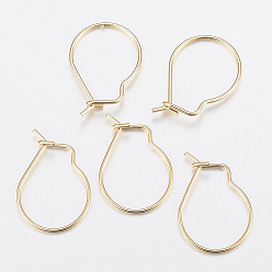 Golden 304 Stainless Steel Hoop Earrings Findings, Kidney Ear Wires, Golden, 18x13x0.8mm