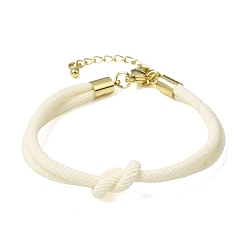 Cornsilk 3MM Round Nylon Braided Cord Bracelet Making, Knot, with Golden 202 Stainless Steel Lobster Clasp & Brass Finding, Cornsilk, 6.69x0.39 inch(17x1cm)