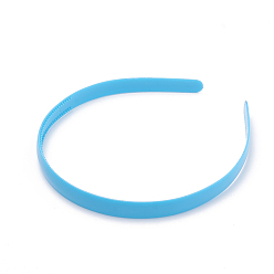 Deep Sky Blue Hair Accessories Plain Plastic Hair Band Findings, with Teeth, Deep Sky Blue, 114~120x12~12.5mm