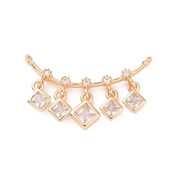 Light Gold Латунные подвески из прозрачного кубического циркония, ромбовидные звенья, золотой свет, 17x29.5x3 мм, отверстие : 1.2 мм
