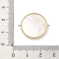Real 18K Gold Plated Brass Pave Clear Cubic Zirconia Connector Charms with Shell, Flat Round Links with Star, Real 18K Gold Plated, 20x24x4mm, Hole: 1mm