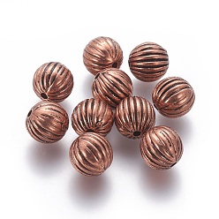 Красная Медь CCB пластиковые шарики, круглые, гофрированные шарики, Красная медь, 12 мм, отверстие : 2 мм