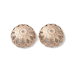 Розовое Золото 304 из нержавеющей стали шарик крышки, цветок, розовое золото , 12x5.5 мм, отверстие : 1.2 мм
