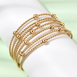 Настоящее золото 18K 304 из нержавеющей стали манжеты браслеты, многорядные браслеты для женщин, ионное покрытие (ip), долговечный, реальный 18 k позолоченный, внутренний диаметр: 2.01 дюйм (5.1 см)