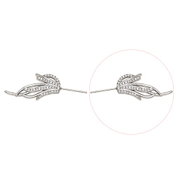 Platinum Brass Micro Pave Clear Cubic Zirconia Fishtail Head Pins, for Baroque Pearl Making, Platinum, 36x14mm