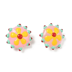 Золотистый Бусины из стеклянной эмали, окрашенные методом запекания, неровный цветок, золотые, 19~19.5x10.5 мм, отверстие : 1.4 мм