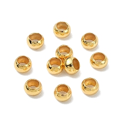 Настоящее золото 18K Разделительные бусины из латуни Shegrace, плоско-круглые, долговечный, без кадмия, без никеля и без свинца, реальный 18 k позолоченный, 3x2 мм, отверстие : 1.8 мм