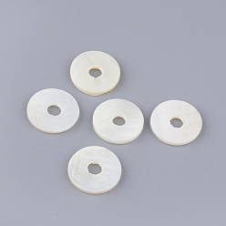 Creamy White Natural Freshwater Shell Beads, Disc, Creamy White, 15x2mm, Hole: 4mm