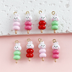 (52) Непрозрачная лаванда Подвески из эмали и сплава, кролик с подвесками из засахаренного боярышника, золотые, разноцветные, 21x7x6.5 мм, отверстие : 1.4 мм