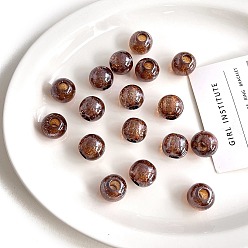 Шоколадный Прозрачные акриловые бусины, с блеском порошок, круглые, цвет шоколада, 17.7x16.7 мм, отверстие : 6.6 мм